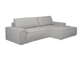 Vente-Unique Sof&aacute; cama rinconera derecha en tela texturizada gris AMELIA