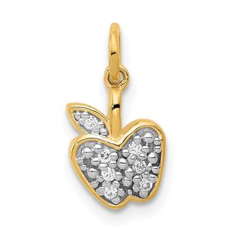 Diamond2Deal 14k Yellow Gold Diamond Apple Charm Pendant