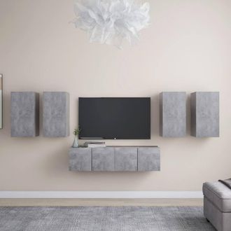 Berkfield Home 6 Piece TV Cabinet Set Concrete Grey Engineered Wood