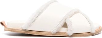 Forte_Forte Shierling en Leren Gekruiste Sandalen - Dames - Sandalen - Beige - 40 EU - Leer - Schoenen