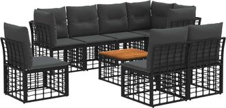 vidaXL Conjunto De Sof&aacute;s De Exterior 9 Uds. Negro Y Gris Oscuro Vidaxl