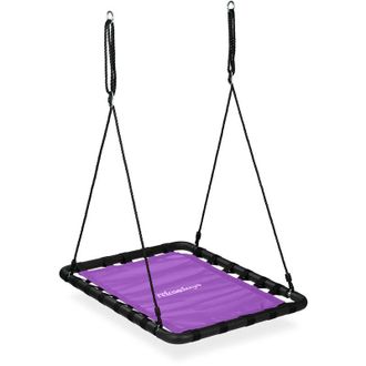 Relaxdays Relaxdays Nest Swing, Rectangular, Kids & Adults, up to 100 kg, WxD: 77 x 103 cm, Outdoor, Height Adjustable, Purple