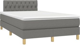 vidaXL Vidaxl - Cama Box Spring Con Colch&oacute;n Y Led Tela Marr&oacute;n Oscuro 120x190 Cm