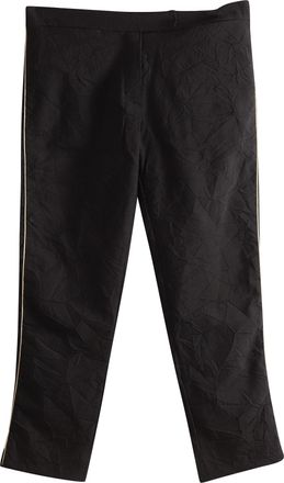 Ann Demeulemeester Cropped broek met gouden strepen aan de zijkant in zwart nylon