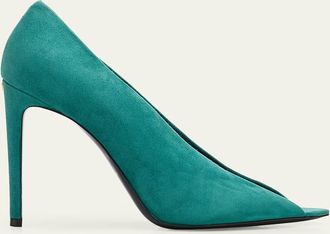 Valentino Garavani 105mm Open Toe Revele Suede Pumps
