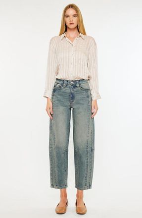 Kancan Cecilia High Rise Slim Barrel Jeans in Medium Wash at Nordstrom, Size 25
