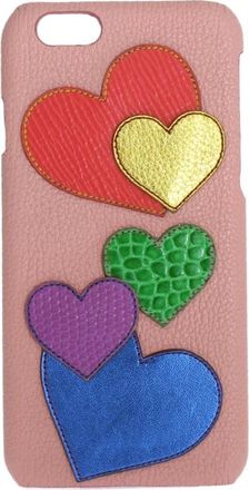 Dolce & Gabbana Leren Telefoonhoesje met Hartversiering - Dames - Telefoonaccessoires - Veelkleurig - ONE Size - Leer - Accessoires