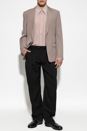 Dolce & Gabbana Wool Blazer With Single Vent, Mens, Beige