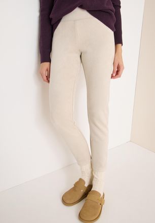 Cecil Leggings CECIL, Damen, Gr. XXL (46), N-Gr, oat milk beige, Web, Obermaterial: 90% Polyester, 10% Elasthan, unifarben, slim fit lang, Hosen Leggings, V