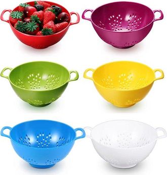 OEM Cesta Lavar Verduras, 6 Piezas, 19 X 15 X 7,5 Cm, Tamiz Pl&aacute;stico Frutas Coladores Pl&aacute;stico Asa, Verde, Morado, Rojo, Blanco, Azul Amarillo Lim&oacute;n