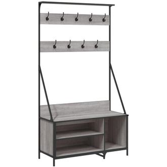 vidaXL Clothes Rack with Shoe Storage Grey Sonoma 100x41x184 cm vidaXL