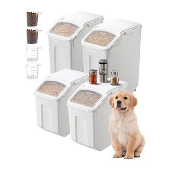 OEM Contenedor De Almacenamiento De Arroz, 15 L X 2 + 20 L X 2, Para Cereales Y Granos Para Ingredientes De Cocina, Para Mascotas Con Ruedas, 4 Tazas Medi