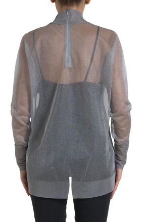 Dolce & Gabbana Womens Gray Mesh Turtleneck Long Sleeve Blouse Top Polyester