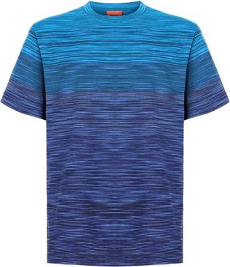 Missoni Blauw Katoenen T-Shirt - Heren - T-shirts - Blauw - S - Katoen - Tops