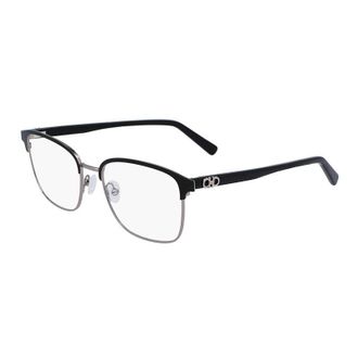 Ferragamo Eyeglasses Square Full Rim, Ruthenium/black Frame And Clear Demo Lens Lens Sf2225038