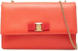 Ferragamo Pre-owned Crossbody Bag - Dames - Vintage Schoudertas - Oranje - ONE Size - Leer - Vintage