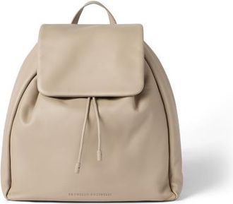 Brunello Cucinelli Soft leather Mellow city backpack in Buff at Nordstrom