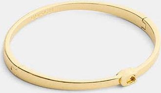 Coach Womens Thin Signature Hinged Bangle in Yellow/Gold | Metal