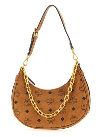 MCM Brown Aren Crescent Shoulder Bag