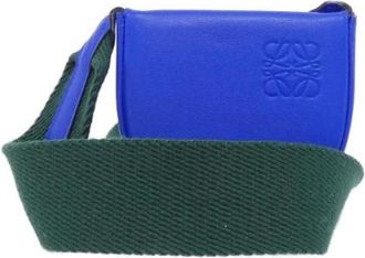 Loewe Pre-owned Paulas Small Heel Pouch Calf Shoulder Bag - Dames - Vintage Schoudertas - Blauw - ONE Size - Leer - Vintage