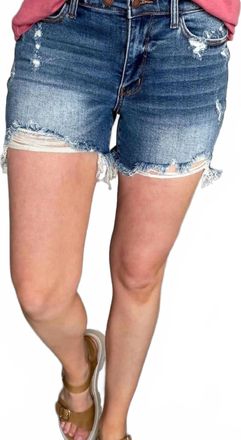 Judy Blue Mid Rise Distressed Shorts In Blue