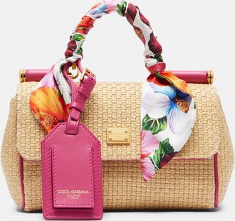 Dolce & Gabbana Sicily Small raffia-effect top-handle bag