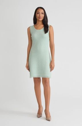 Misook Tonal Fringe Trim Knit Sheath Dress in Fresh Mint at Nordstrom, Size Xx-Large