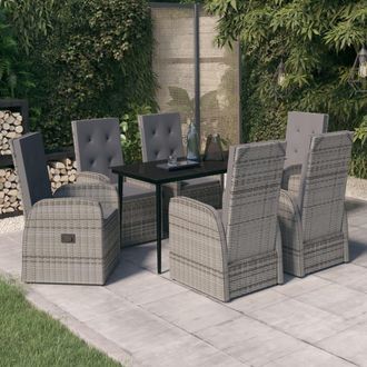 vidaXL Juego De Comedor De Jard&iacute;n 7 Piezas Con Cojines Gris Vidaxl