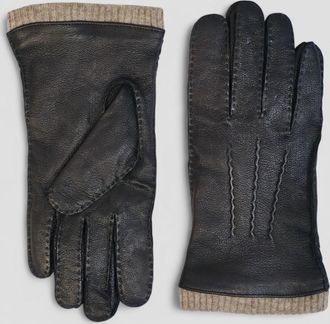 Infinity Leather Mens Black Italian Leather Warm Wool Lining Winter Riding Driving Casual Gloves