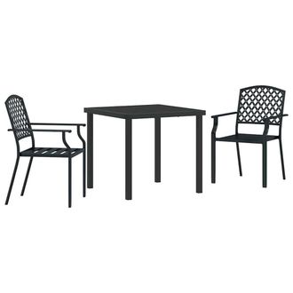 Berkfield Home 3 Piece Garden Dining Set Anthracite Steel in Black