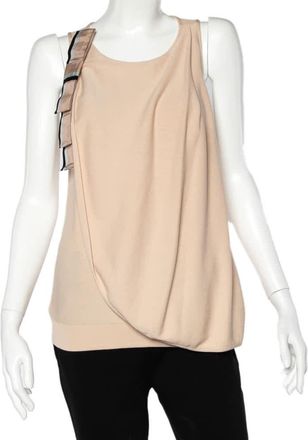 Emporio Armani Beige Knit Overlay & Bow Detail Tank Top