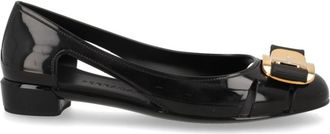 Ferragamo Black Leather Ballet Flats
