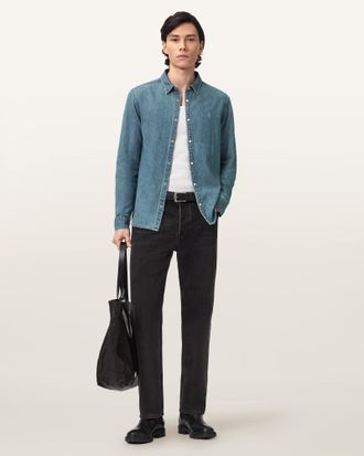 AllSaints Gleason Long Sleeve Ramskull Shirt