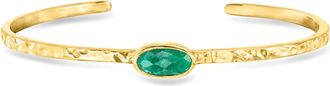 Ross-Simons Emerald Hammered Cuff Bracelet in 18kt Gold Over Sterling