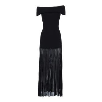 Michael Kors Off-Shoulder Pleated Dress - female - Michael Kors - Maxi Dresses - Black - S - Dresses