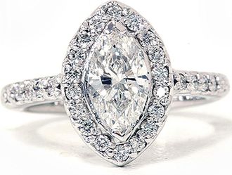 Pompeii3 1 3/8ct Marquise Halo Diamond Ring 14K White Gold