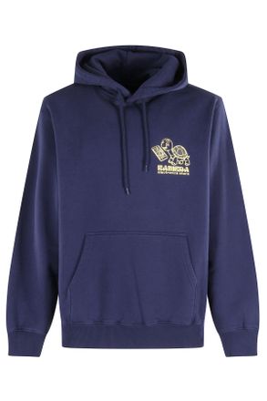 Edwin Maritim Blue Kamera Turtle Printed Cotton Hoodie