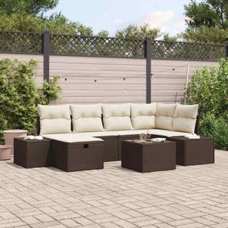 vidaXL Vidaxl - Conjunto De Sof&aacute; De Jard&iacute;n 7 Pcs Marr&oacute;n 55 X 62 X 69 Cm