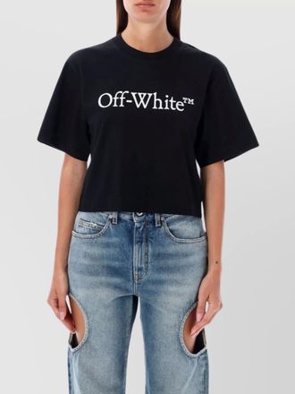 Off-white cotton logo print cropped t-shirt
