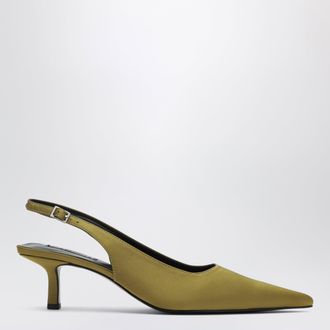 Senso Olive green Tamara satin slingback pumps