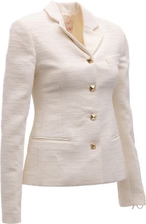 Valentino Garavani Womens Off-White Tailored Blazer With Gold Stud Buttons Off White Clothing