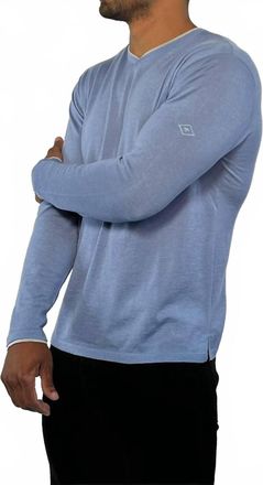Robert Comstock Cash-T Cashmere Silk Light Weight Sweater In Sky Blue