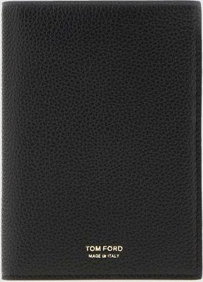 Tom Ford Portafoglio bifold in pelle di vitello martellata con logo