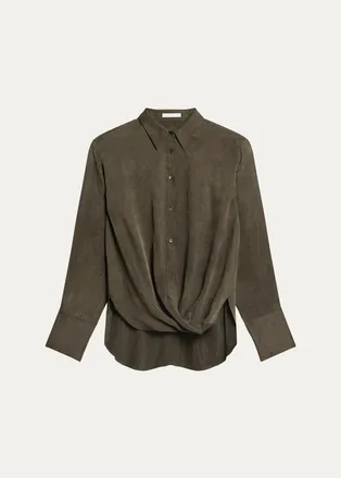 Helmut Lang High-Low Hem Draped Shirt