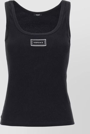 Versace cotton ribbed scoop-neck sleeveless tank top