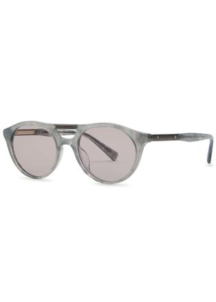Brunello Cucinelli Flattop Round-frame Sunglasses - Grey - One Size