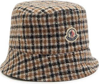 Moncler Reversible Houndstooth Wool-blend Bucket hat - Brown - M (UK 12 / M)