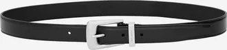 Saint Laurent Mens Smooth Leather Belt Black Calfskin