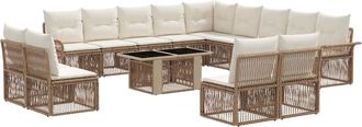 vidaXL Conjunto De Sof&aacute;s De Jard&iacute;n 14 Uds. Beige Y Blanco Crema Vidaxl
