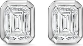 Diana M. Jewels 14Kt White Gold 1.00 cts Lab Grown Emerald Diamond Bezel Studs